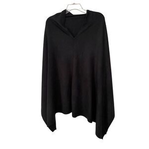 Alain Gerard NWT Black Knit Poncho Cape Casual V-Neck One Size